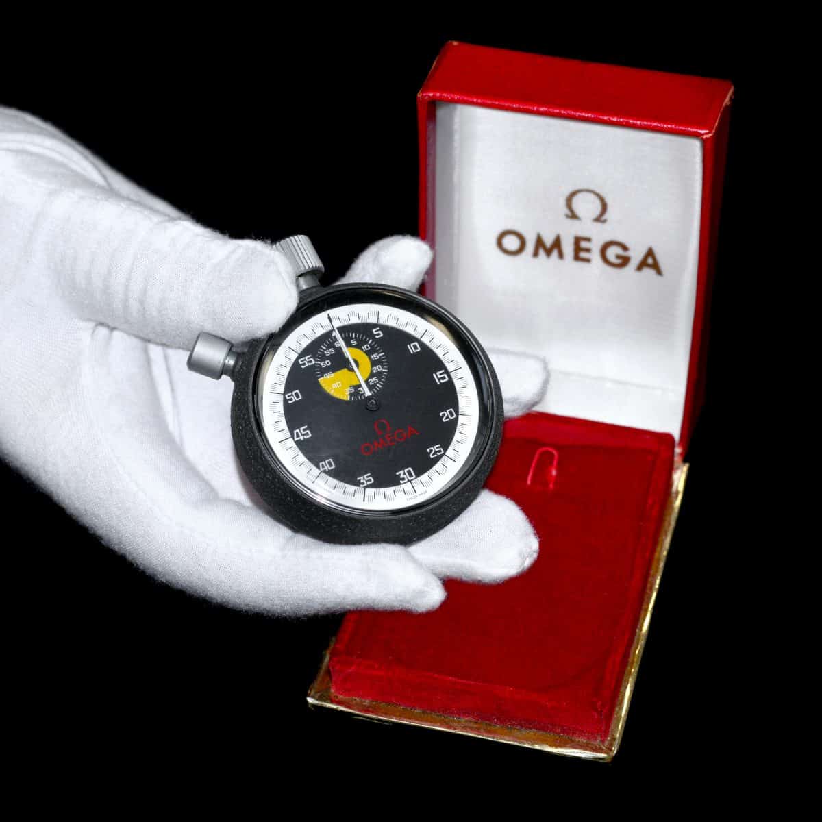 Jack Taylor Omega Stopwatch hand shot_Property of Fellows Auctioneers