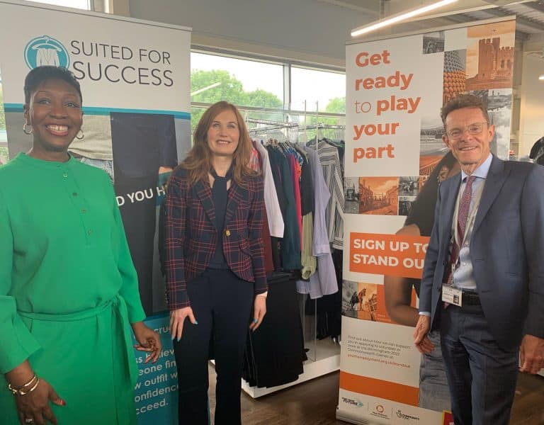 West Midlands Mayor Andy Street with Suited for Success Chief Executive Patricia White and Chair of Trustees Susan Davies