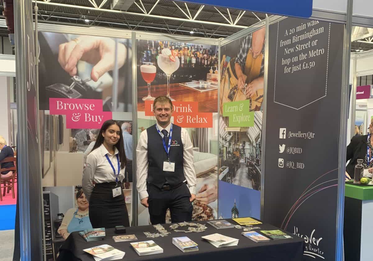 Esha Kohli, with Matthew Crawley-Alexander, exhibiting at the 2020 British Tourism and Travel exhibition at the NEC