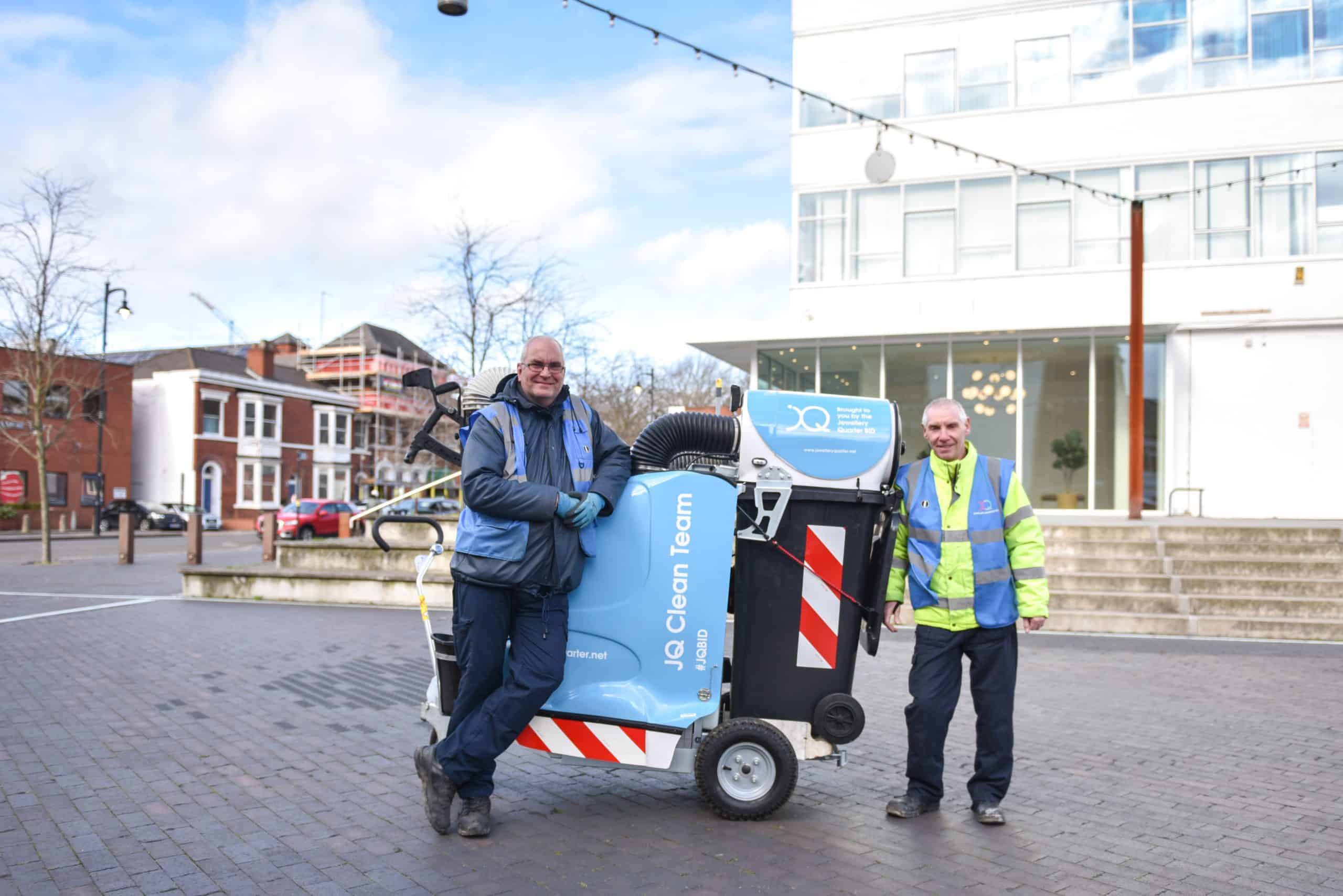 Dennis Cluley and Steve Male with the Glutton cleaning machine