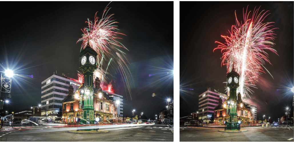 Fireworks display on the Golden Square in the Jewellery Quarter for Christmas Lights Switch On Event